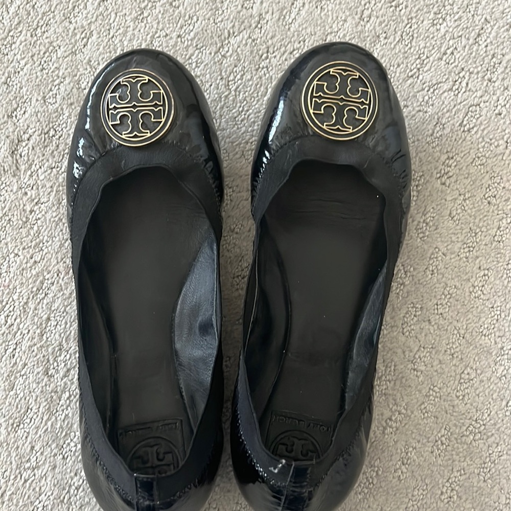Tory Burch black patent ballet flats